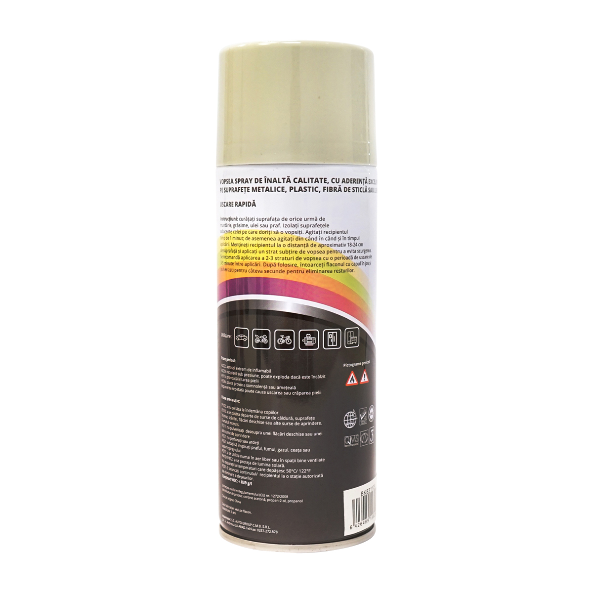 Spray vopsea auto crem tip Fiat profesionala cu uscare rapida 450ml MAGIC – imagine 3