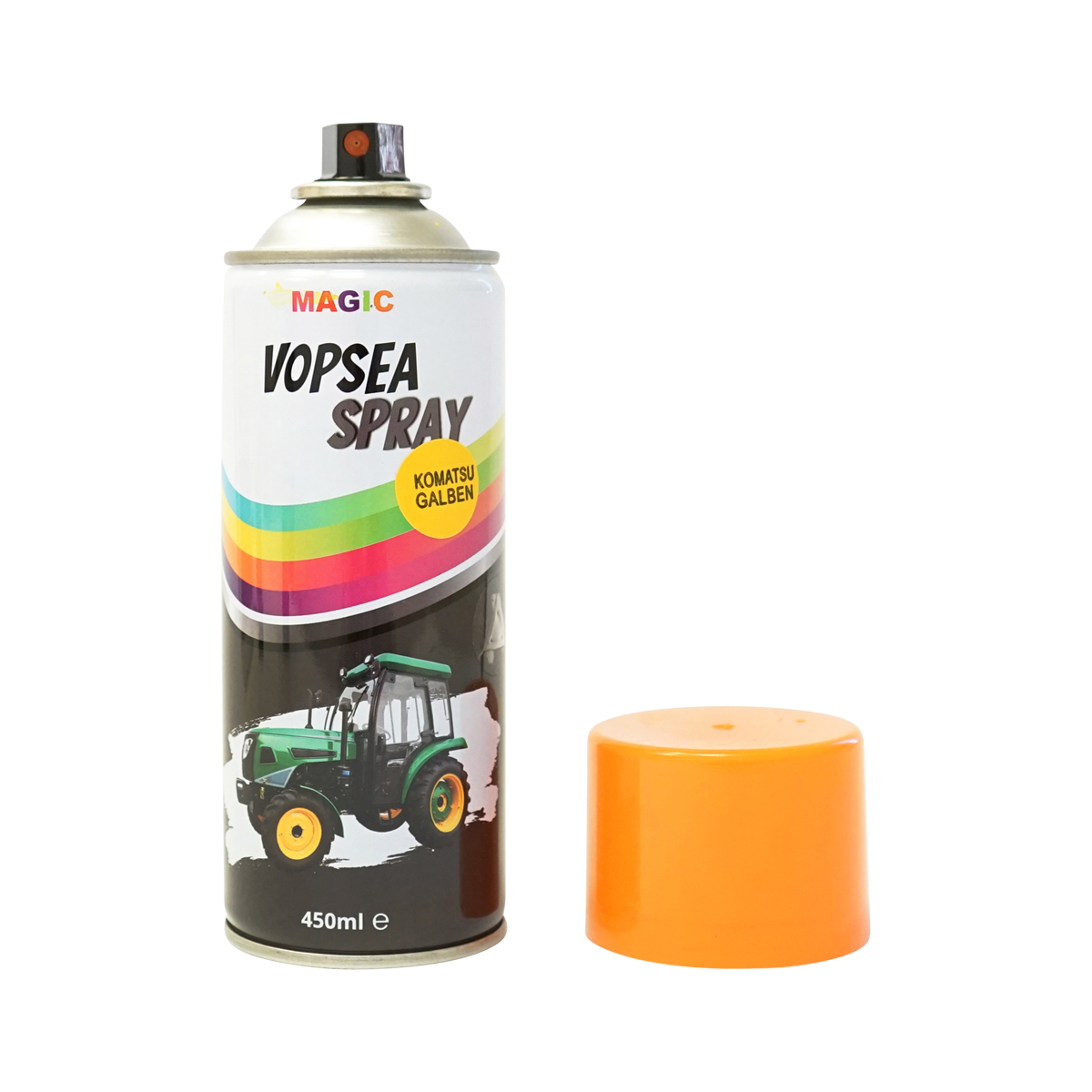 Spray vopsea auto galben tip Komatsu profesionala cu uscare rapida 450ml MAGIC – imagine 2