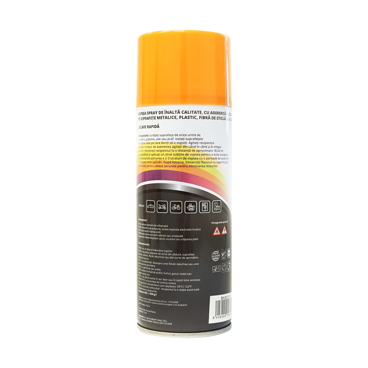 Spray vopsea auto galben tip Komatsu profesionala cu uscare rapida 450ml MAGIC – imagine 3